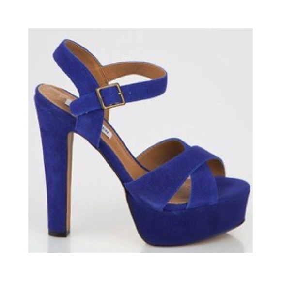 Steve Madden Shoes - Steve Madden Blue Suede Platform Heels